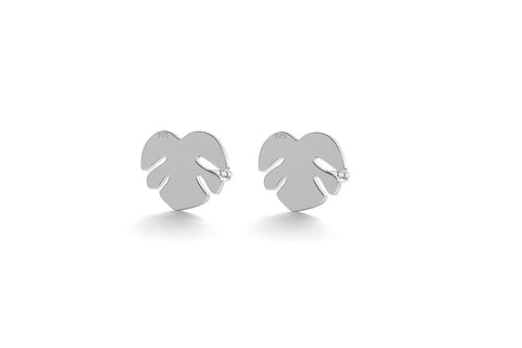 Tiny Leaf Earrings - Silver