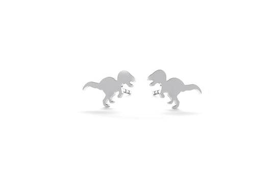 Tiny Dinosaur Earrings - Silver