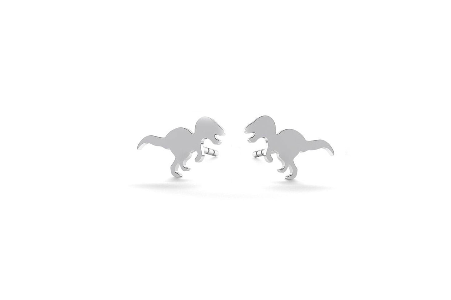 Tiny Dinosaur Earrings - Silver