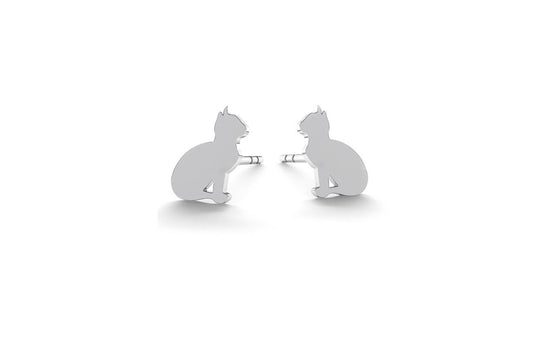 Tiny Cat Earrings - Silver