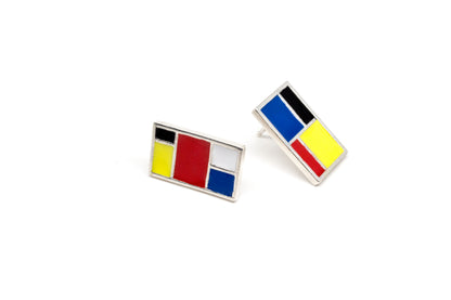 Mondrian Stud Earrings - Silver
