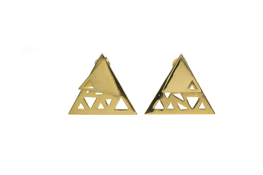 Triangular Double Earrings - Gold Plated