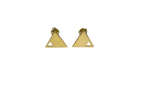 Triangular Double Earrings - Gold Plated