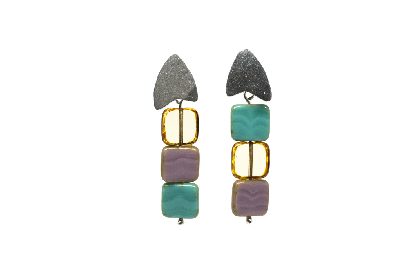 Irregular Heart Earrings - Silver
