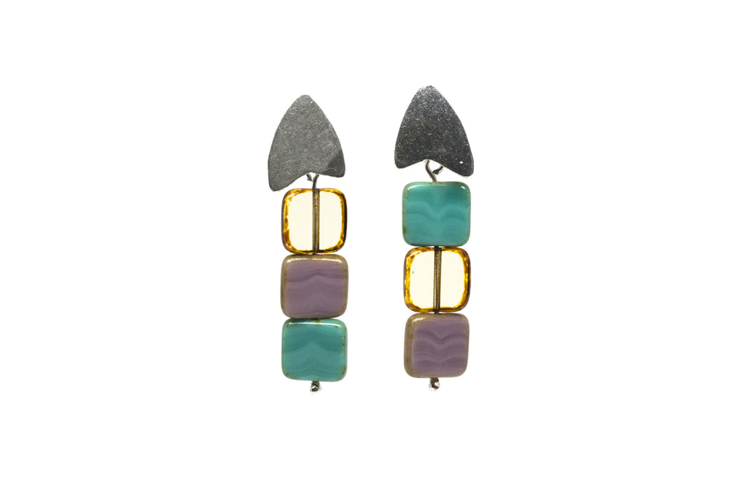 Irregular Heart Earrings - Silver