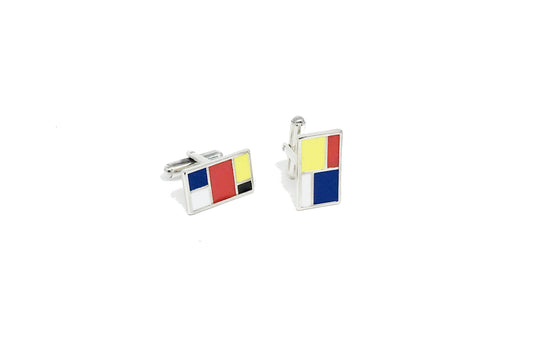 Mondrian Color Cufflinks - Silver