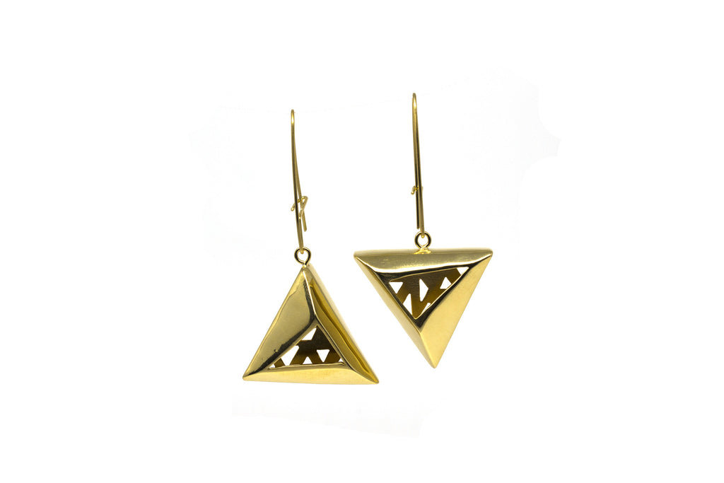 Pyramid Earrings - Gold plated